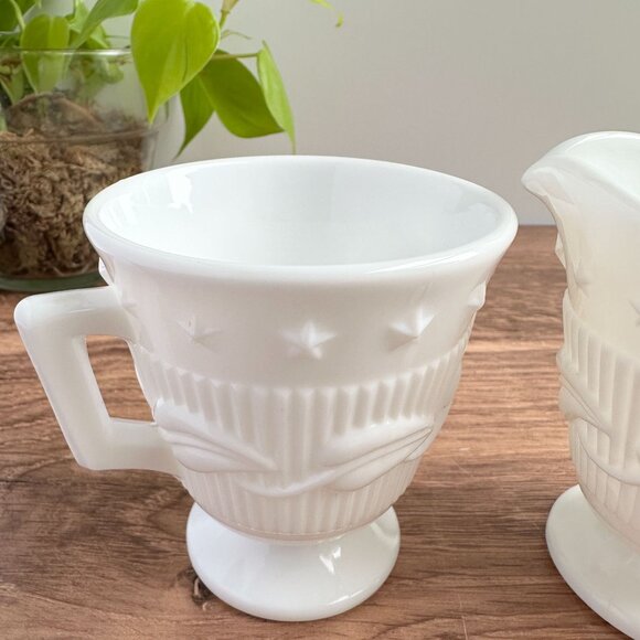 Milk Glass Sugar & Creamer Set by Fostoria - Picture 3 of 13